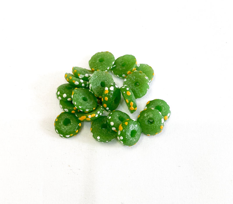 14mm African Glass Spacer Disc Beads | Krobo glass spacer beads | Multiple colors | DIY Jewelry Designs | 10 pieces