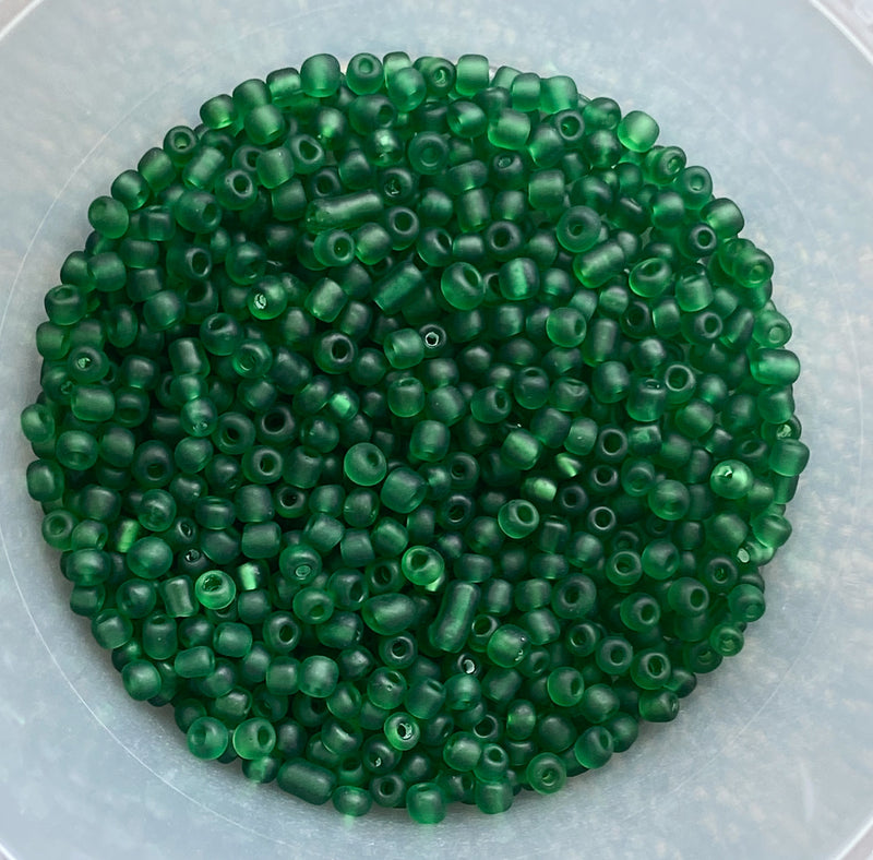 6/0 Transparent Frosted Forest Green