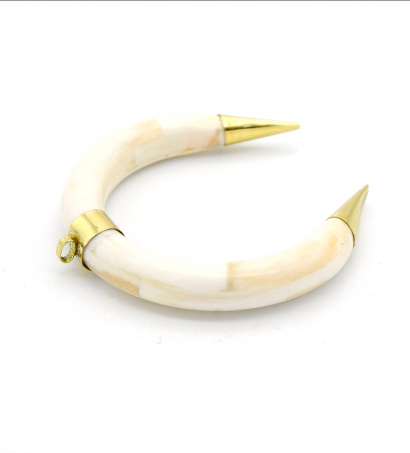 Carved Horn Pendants – Boho Tribal Crescent Focal Pendants– Gold-Tip & Wrapped Styles