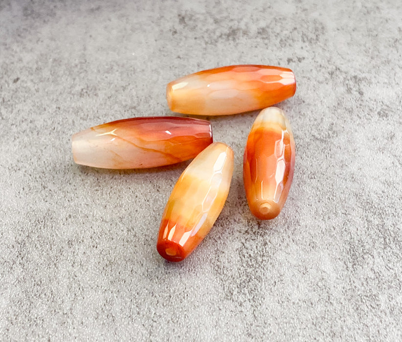 40mm Agate Focal Beads | 12x40mm Barrel Shape Bead | Beautiful Orange Gemstone Beads | DIY Jewelry |1 Piece