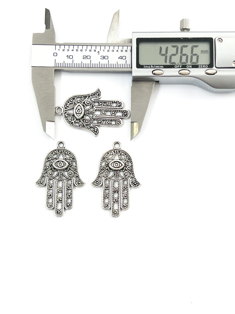Silver fringe Eye of Fatima Hand