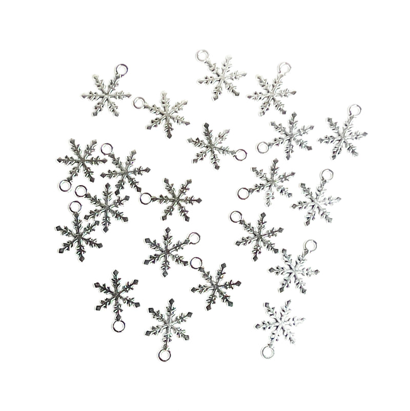 20mm Bright Silver Laser Cut Snowflake Charms | Snowflake Charms | DIY Jewelry Making | 20 per Package