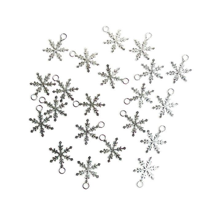 20mm Bright Silver Laser Cut Snowflake Charms | Snowflake Charms | DIY Jewelry Making | 20 per Package