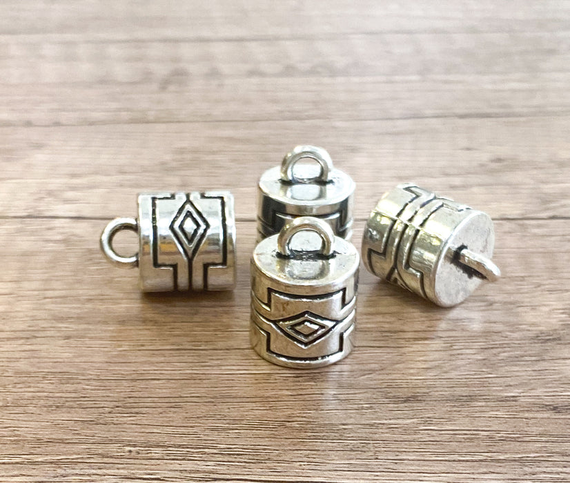 16mm Silver Metal Aztec Style Tassel Caps | Large Tassel Caps | Tibetan Style | DIY Jewelry Designs | 4 Pcs