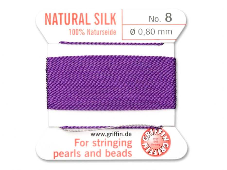 Griffin Bead Cord 100% Silk - No. 8 (0.80mm) Amethyst