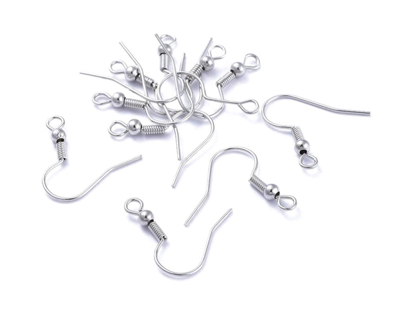20/50pcs French Fishhook Ear Wire |19mm x 20mm Ball Coil Ear Wire | Choose Your Color | DIYJewelry Making