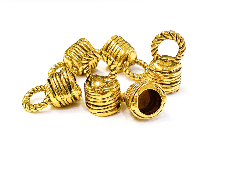 17x27mm Antique Gold Textured Tassel Cap | Medium weight tassel caps | DIY Jewelry Designs | 2 Pcs