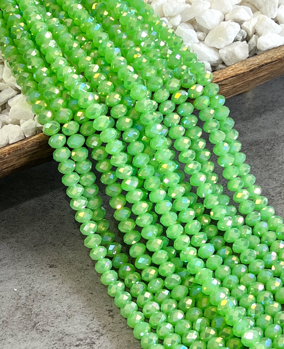 8x10mm Faceted Electroplated Lime Green Crystals