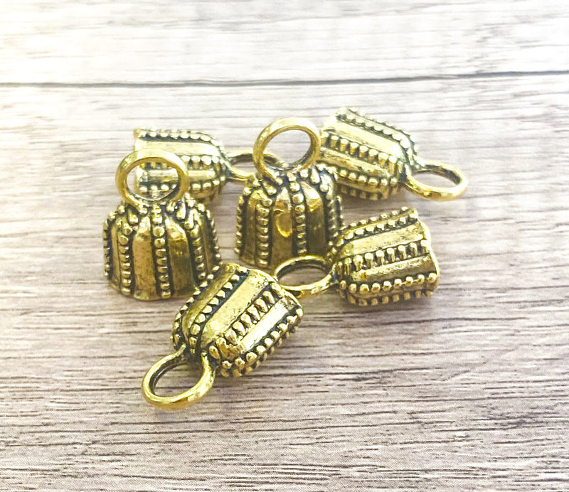 9x13mm Antique Gold Oval Soldered Tassel Caps