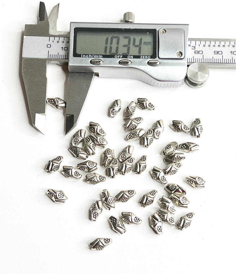 Flower Pewter Bicone Beads | 5x10mm | 40 Pcs