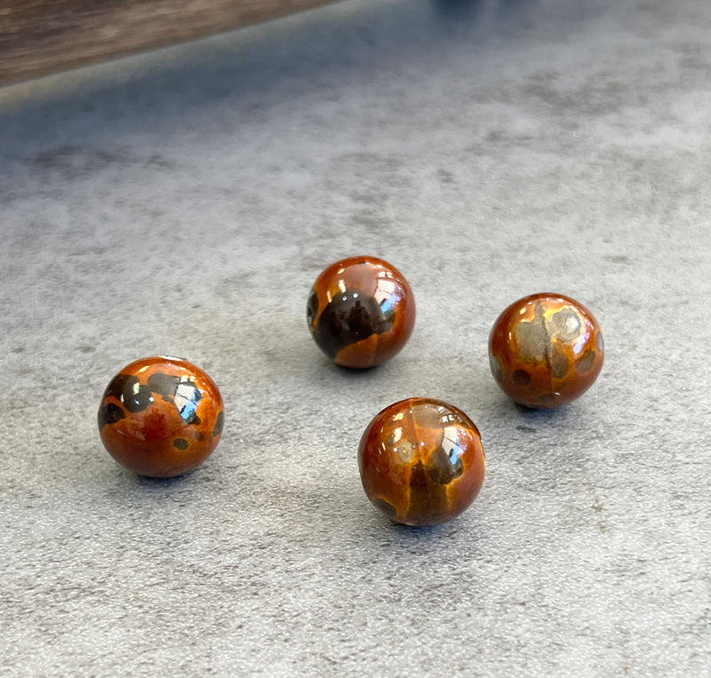 18mm Two Toned Brown Ceramic Beads