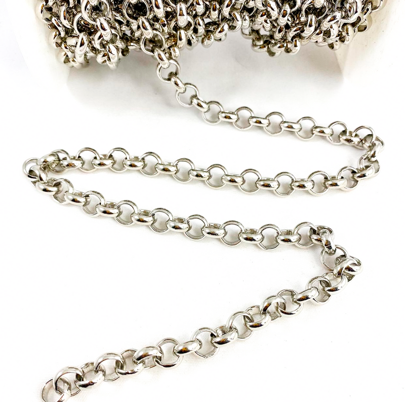 10mm Bright Sliver Rolo Chain (2ft)