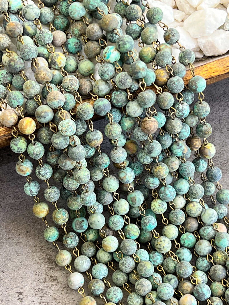8mm Matte African Turquoise Chain