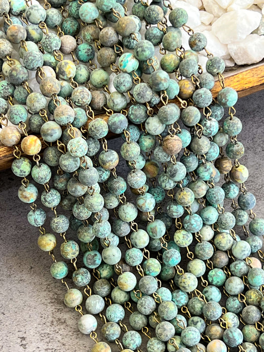 8mm Matte African Turquoise Chain