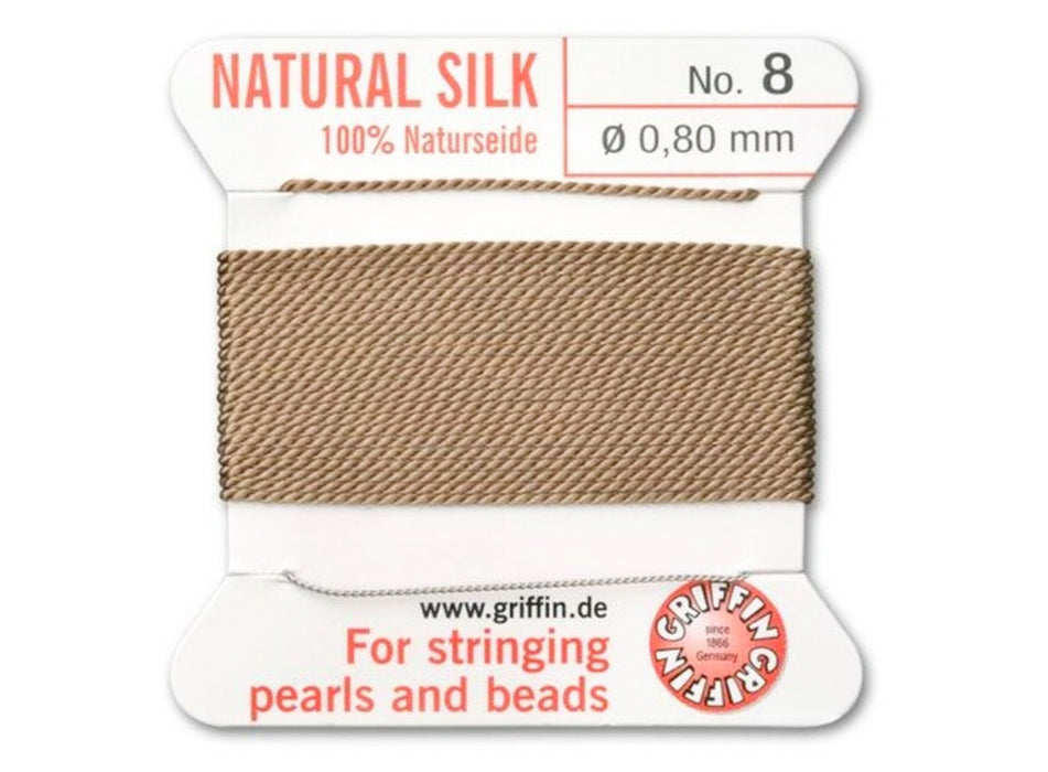 Griffin Bead Cord 100% Silk - No. 8 (0.80mm) Beige