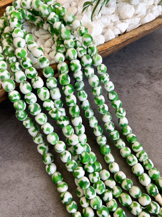 10mm Speckled Recycled African Glass Beads | Recycled Glass Beads | 10mm Sea Glass Round Rondelle Beads Approx. 17" Strand 52 Beads