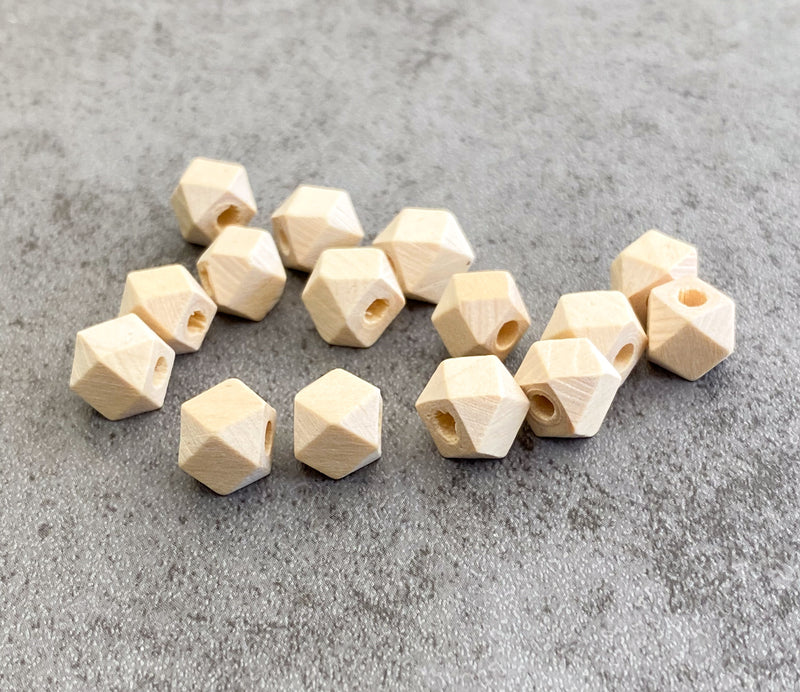8x8mm Square Faceted Natural Wood Beads