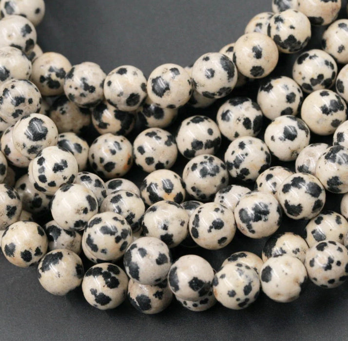 Natural Dalmatian Jasper Stone Gemstone Beads | Energy Healing Beads | DIY Jewelry | Bracelet and Necklace making | 15" Strand