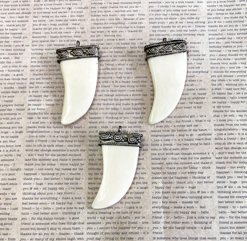 52mm Bone Pendant with Tibetan Silver Cap