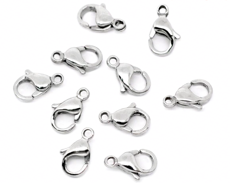 10 Pcs Stainless Steel (12x6mm) Lobster Clasp | Stainless Steel Lobster Claw Clasps for Jewelry Making