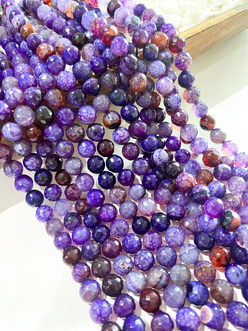 Faceted Purple Fire Agate | Faceted Purple Fire Agate | DIY Jewelry Making | Purple |12mm & 14mm | 15 Inch Strand