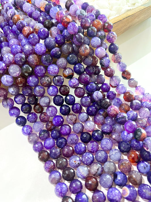 Faceted Purple Fire Agate | Faceted Purple Fire Agate | DIY Jewelry Making | Purple |12mm & 14mm | 15 Inch Strand
