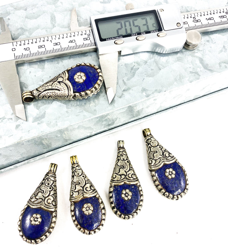 Tibetan Style Lapis Lazuli Pendant | Lapis Lazuli Gemstone Pendant | Pendants for Necklaces |1pcs