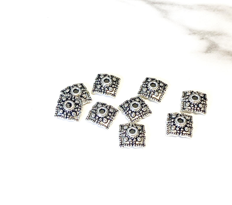 8x8mm Silver Metal Flower Bead Caps | Flower Bead Caps | DIY Jewelry Designs | 40Pcs