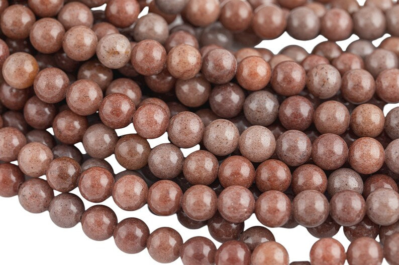 Smooth Brown Aventurine Gemstone Beads | Smooth Round Brown Gemstone Beads | 12mm 15" Strand  32 Beads | DIY Jewelry Making