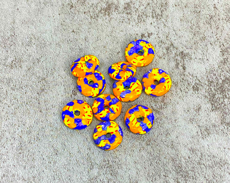 14mm African Fused Glass Disc | Recycled Glass Donut Beads | 6 Finishes | DIY Jewelry Designs | 10 Pieces