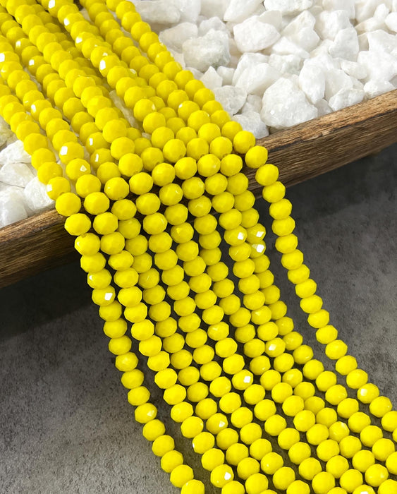 Yellow Faceted Crystal Rondelles