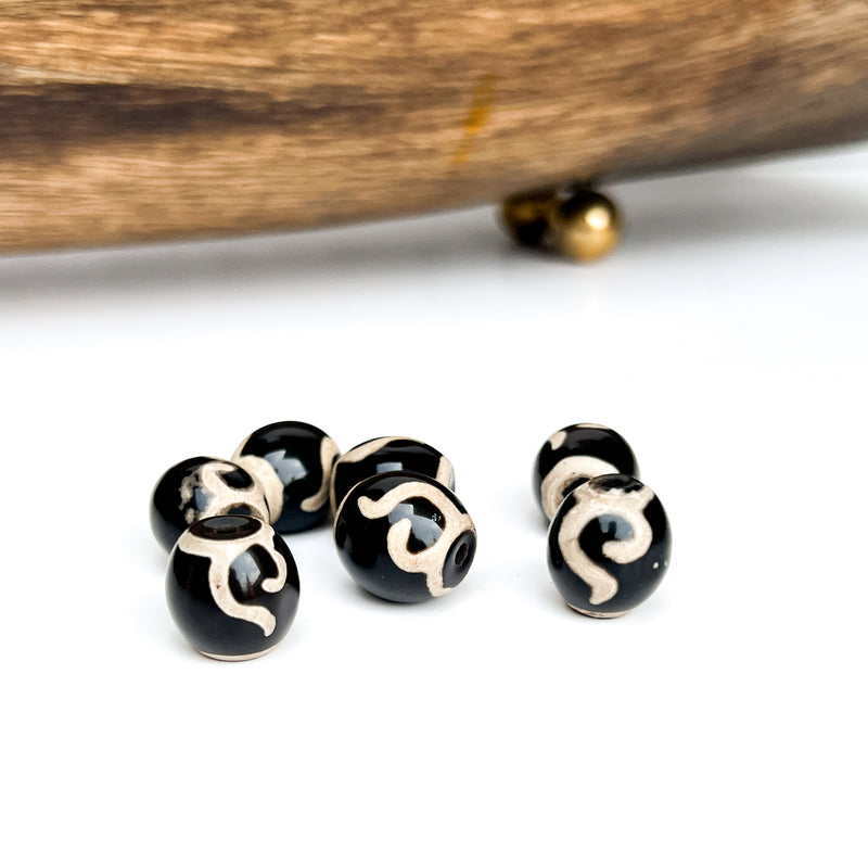 Tibetan Agate Barrel Beads