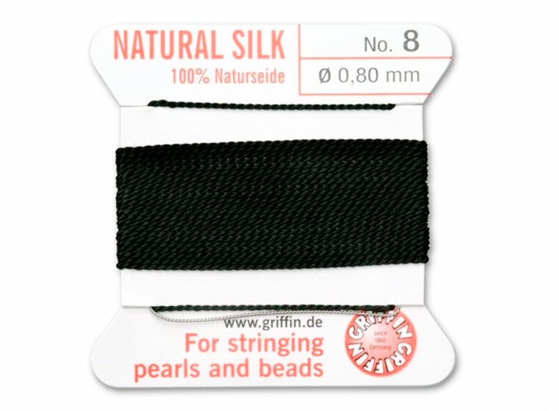 Griffin Bead Cord 100% Silk - No. 8 (0.80mm) Black