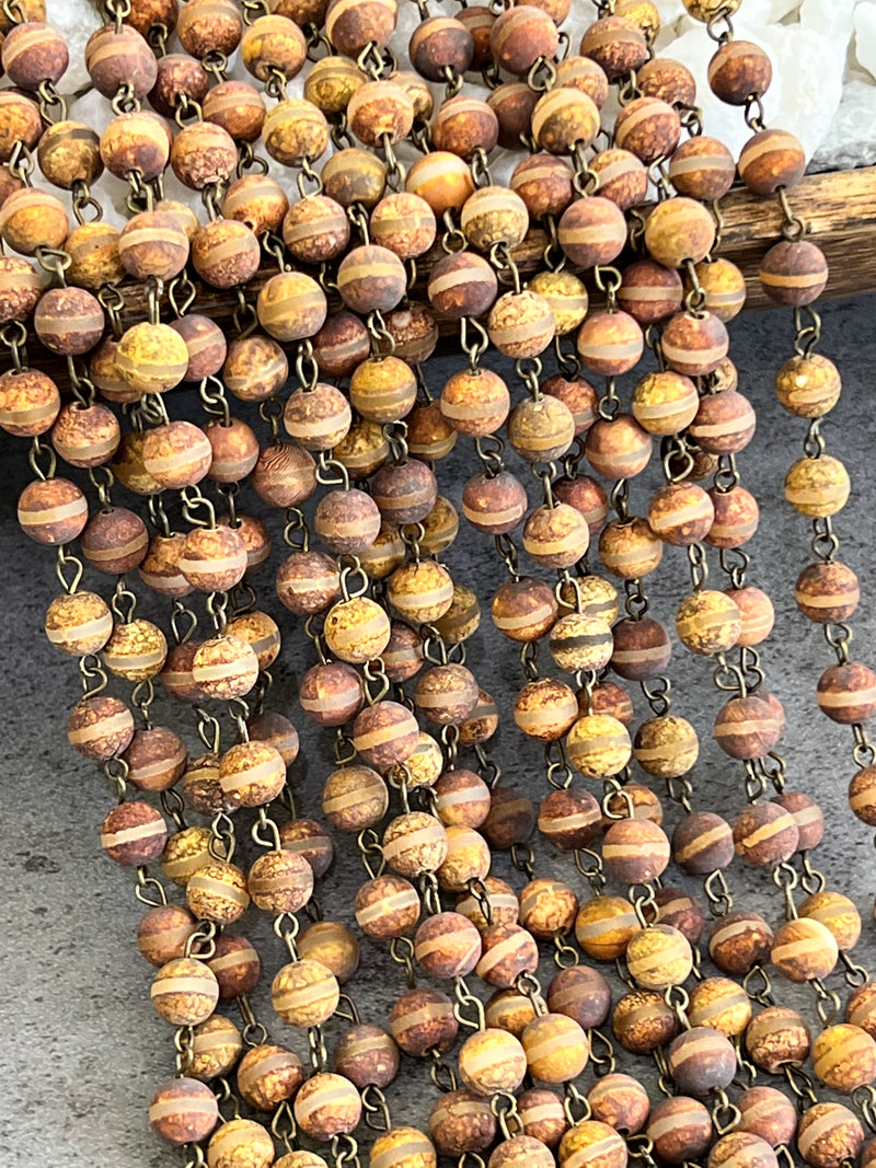 8mm Matte Tibetan Agate Chain