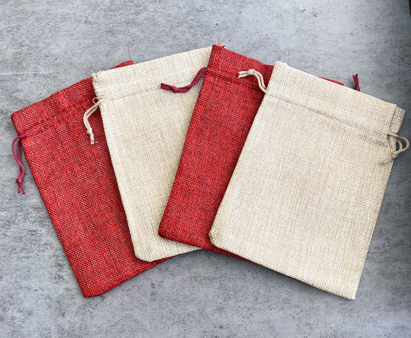 5x7 inch Lined Burlap Drawstring Bags