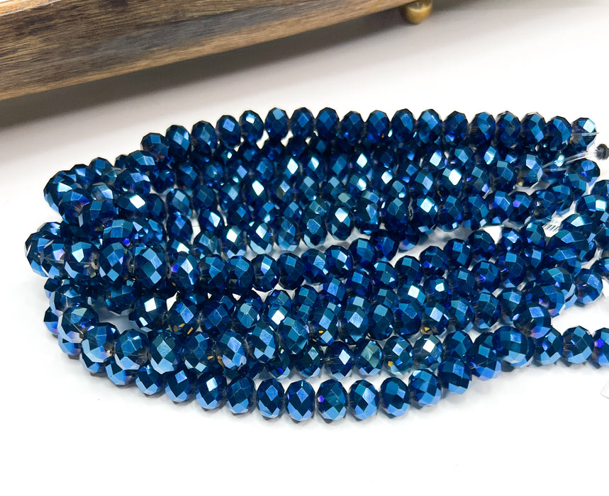 9x12mm Faceted Electroplated Blue Crystals