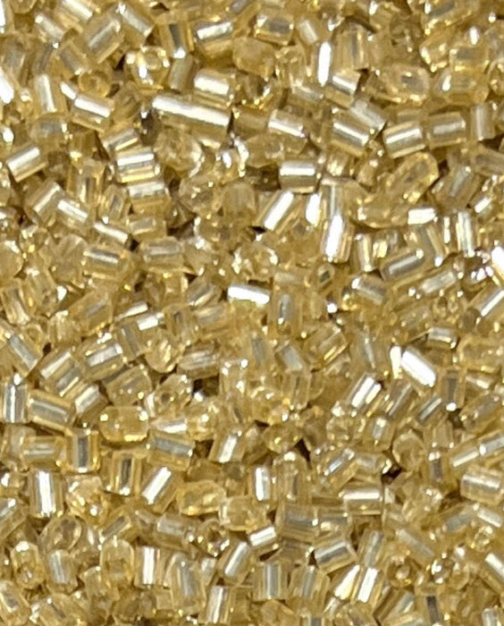 2x2mm Gold Silver Lined Glass Bugle Seed Beads