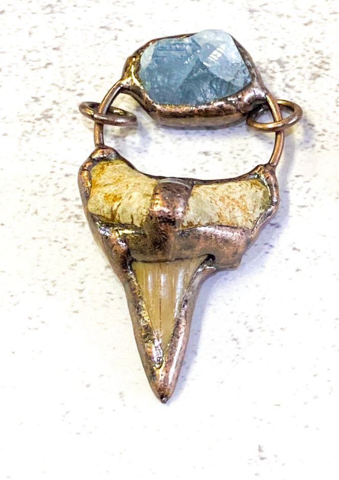 Blue Quartz and Jasper Soldered Pendant
