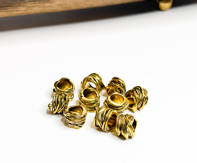 (10) 10x13mm Large Hole Spacers | Tibetan Style Spacer Beads | Metal Spacer Beads |10 beads per package)