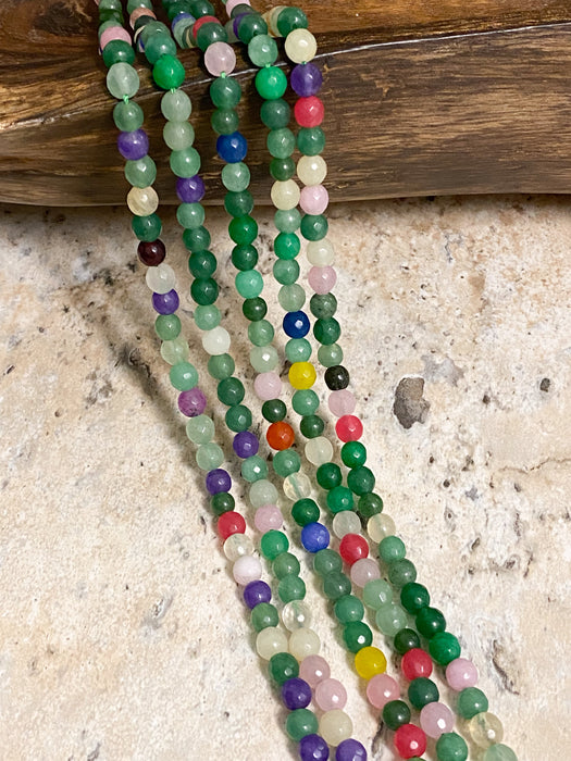 6mm Faceted Multicolor Mixed Jade