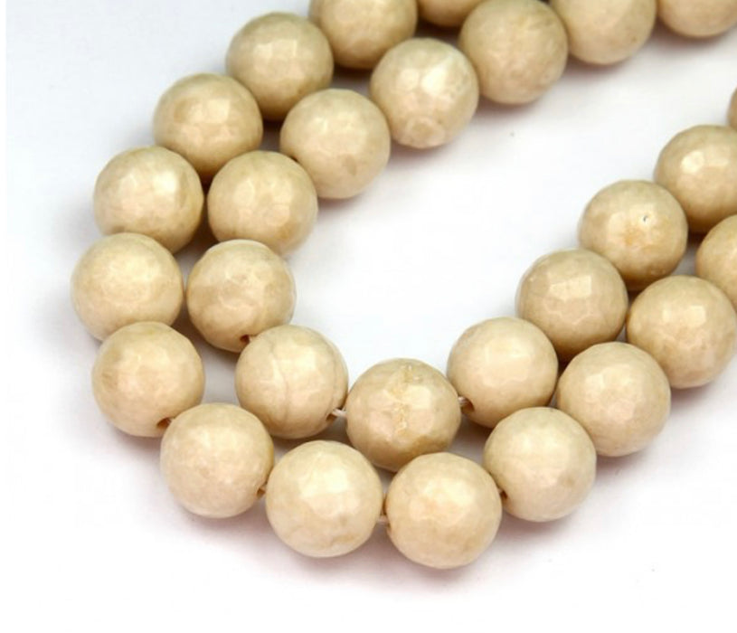 10mm Natural River Stone Jasper Gemstone Beads | Cream/Beige Colored Round Beads | DIY Craft Beads | 10mm 36 Beads per Strand