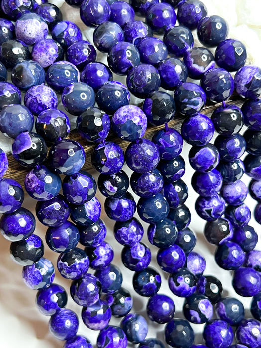 10mm Faceted Natural Purple Fire Agate |Purple Round Gemstone Beads | Jewelry Making DIY | Gemstone Beads | 10mm 15 Inch Strand 38 Beads per Strand