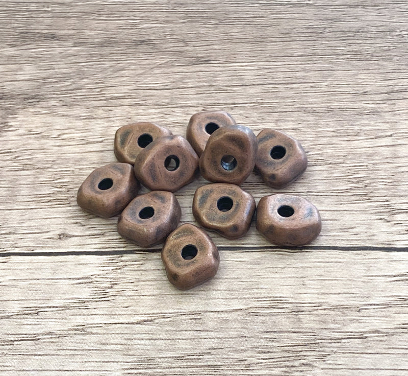 (10) 5x13m Textured Metal Disc Spacers | Metal Textured Spacer Beads | Metal Beads | DIY Jewelry Design