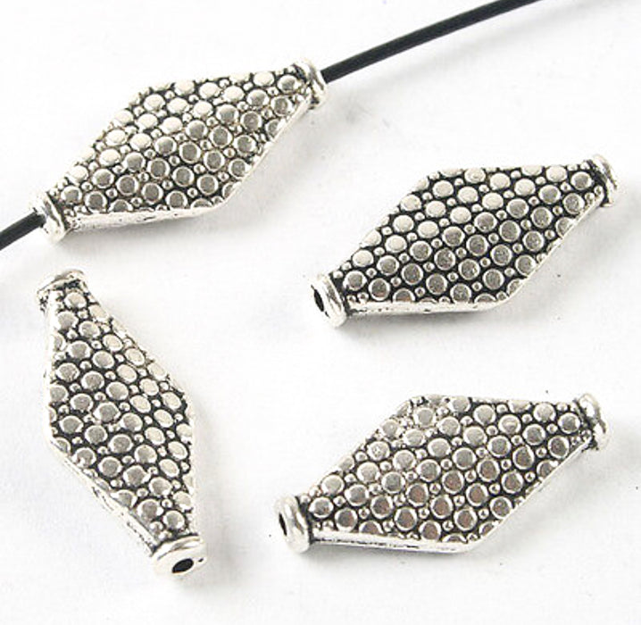 3x20mm Rhombus Shape Silver Metal Spacer Beads