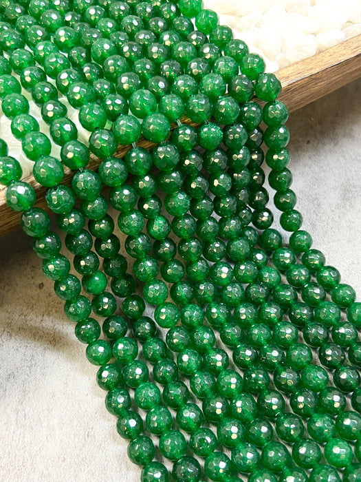 Faceted Forest Green Jade