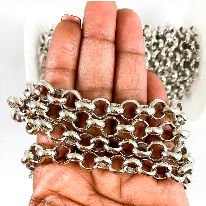 10mm Bright Sliver Rolo Chain (2ft)