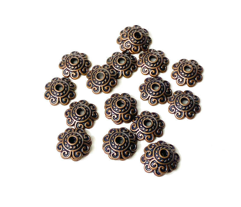 10mm Antique Copper Flower Bead Caps | Copper Bead Caps | DIY Jewelry Designs | 50pcs