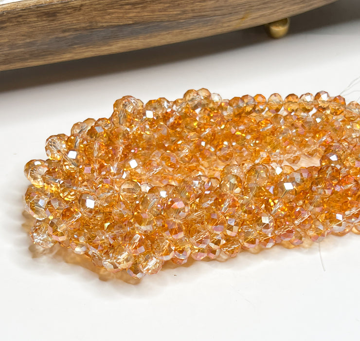 8x10mm Faceted Electroplated Glass Crystal Rondelle Beads