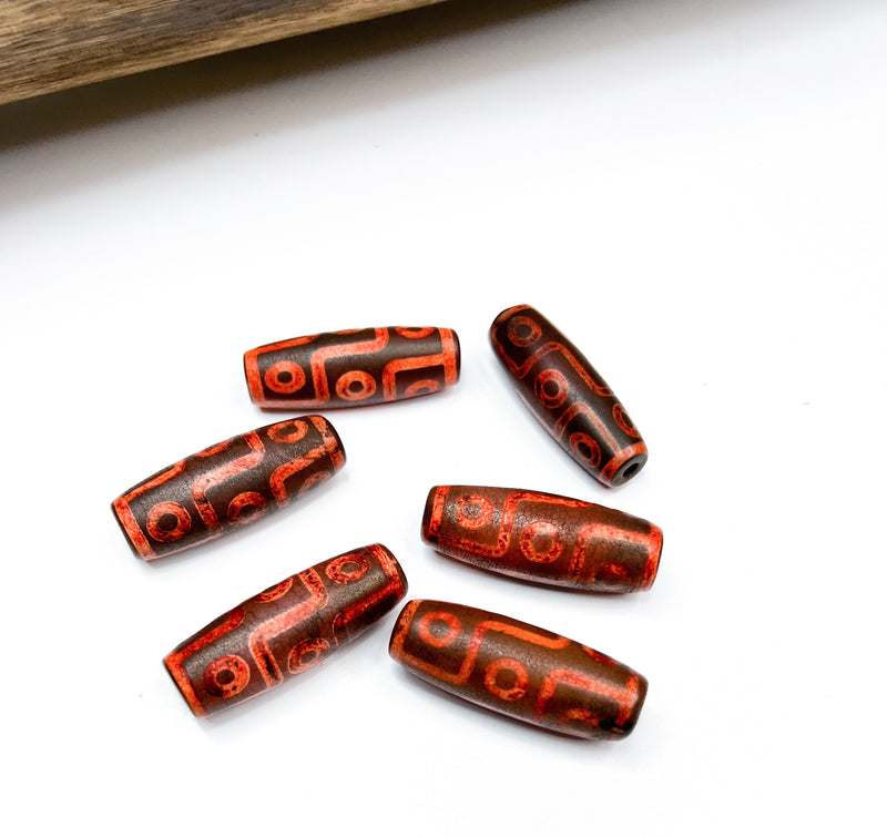 40mm Orange Tibetan Agate Focal Beads