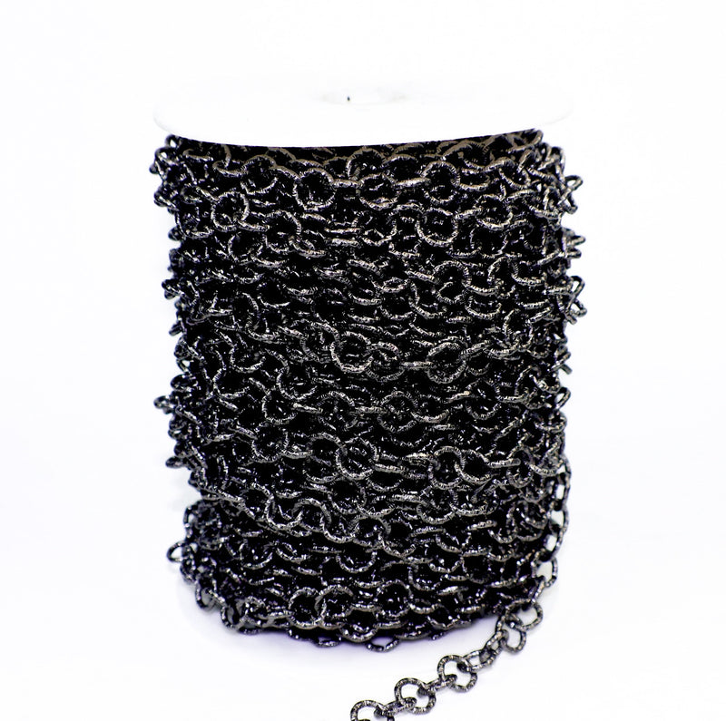 9x6mm Textured Gunmetal Round Chain